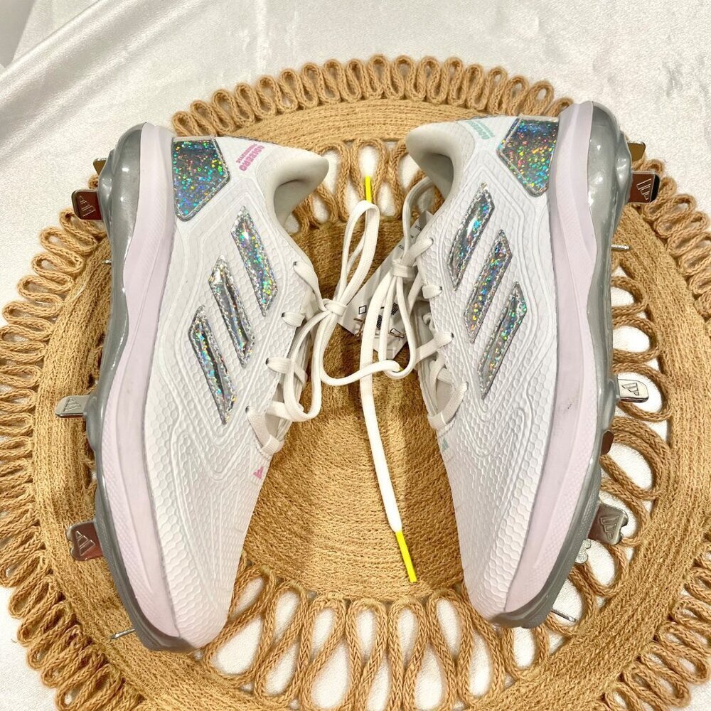 NWT Adidas Adizero PureHustle 3 Sis Bates Softball Cleats White Silver Size 6 - Picture 4 of 11